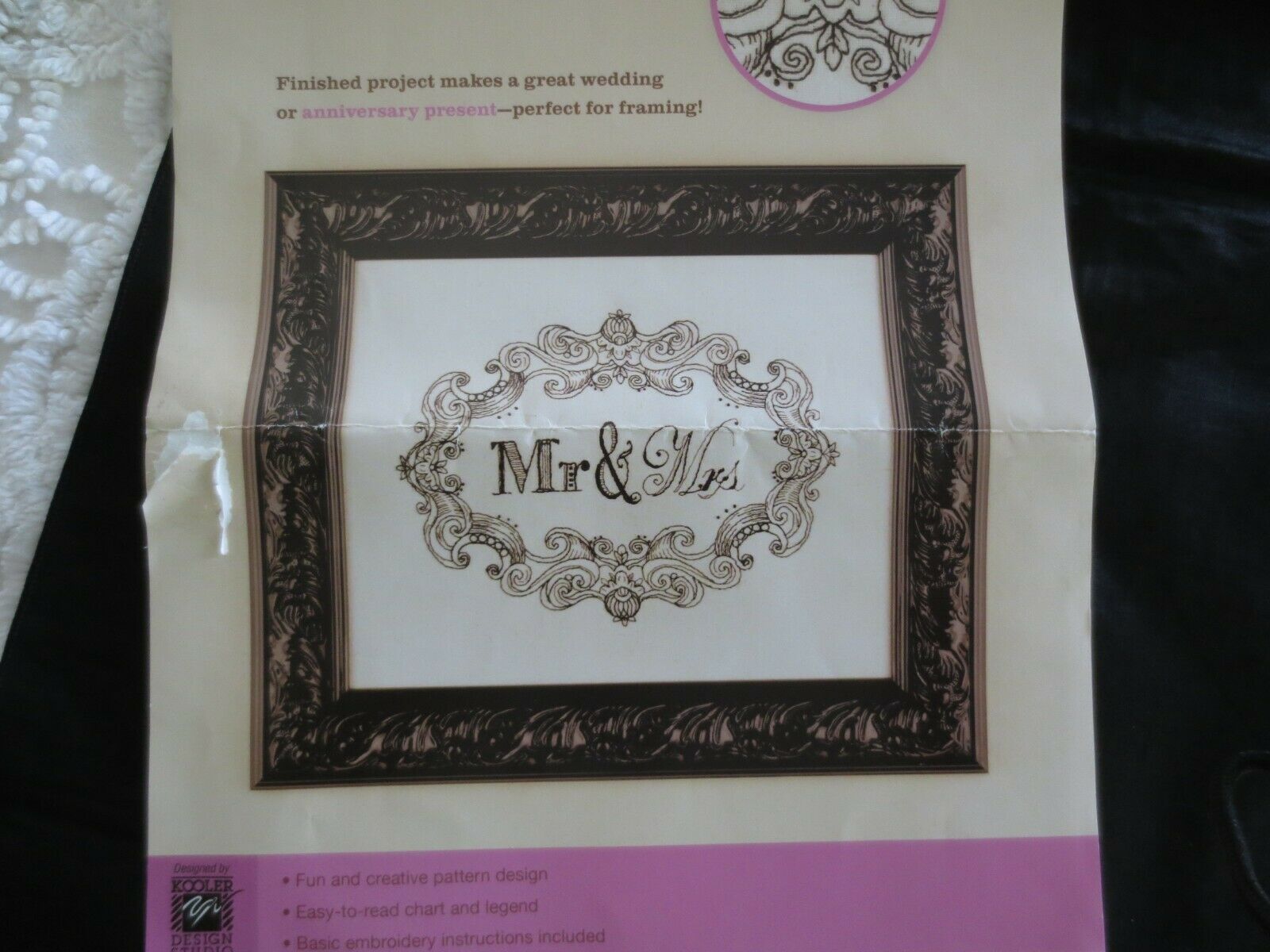 2011 Artiste MR. & MRS. BLACK EMBROIDERY Kit - Design 11 11 1/4" x 1/4" x 8 1/2" - $12.00