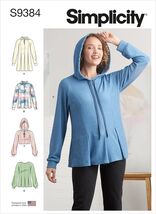 Simplicity S9384 Sewing Pattern Misses Sweatshirt With Hood Pocket Pullo... - $6.17