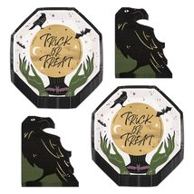 HOME &amp; HOOPLA Halloween Crystal Ball Metallic Paper Dinner Plates and Crow Shape - £12.22 GBP