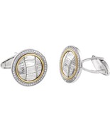 Sterling Silver and 14k Yellow Gold Round Alligator Pattern Diamond Cuff... - $1,969.00