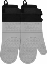 Silicone Oven Mitts with Adjustable Cuff, Oven Mitt with Non-Slip Grip 14.7 Inch - £13.47 GBP