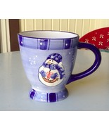 Snowman Coffee or Tea Cup Blue Mug HARRY AND DAVID Holiday Christmas - $203.28 MXN
