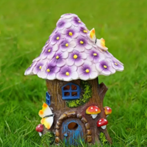 Cute Miniature Mushroom Butterfly Fairy House with Solar Light, for Garden - £23.48 GBP