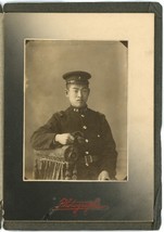 Antique Circa 1900s Cabinet Card Japanese Soldier in Uniform Sitting in Chair - £21.78 GBP