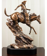 Ebros Rustic Wild West Cowboy Bandit Racing Down Rocky Slope On Horse Statue - $156.99