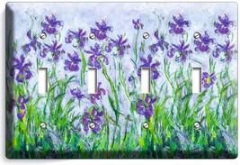 Lilac Irises Claude Monet Painting 4 Gang Light Switch Wall Plate Room Art Decor - £14.95 GBP