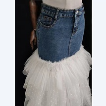 White Jean Tulle Skirt Outfit Petite Size Casual Wedding Photo Tulle Skirt image 13