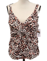 Time And Tru Womens Cheetah Print Knot Tankini Swim Top Size 2X 20W - 22W - $16.66