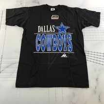 Vintage Dallas Cowboys T Shirt Large Black Graphic Print Blue White Star Apex - £31.14 GBP