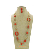  BOHO Jewelry Orange Necklace with Matching Earrings   Costume Jewelry F... - $30.75