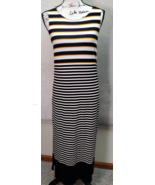 LOFT Maxi Dress Women Large Multi Stripe Rayon Back Cutout Sleeveless Ro... - $510.42 MXN