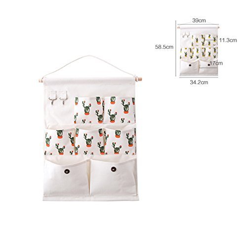 Golandstar Cactus Pattern Linen Cotton Fabric Storage Pockets Wall Door Closet H - $12.86