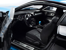 2015 Ford Mustang GT 5.0 Black w Petty Blue Stripes Pettys Garage 1/18 Diecast C - £87.05 GBP