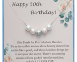 50Th Birthday Gifts for Women 925 Sterling Silver Chain with Five Pearl ... - £29.39 GBP