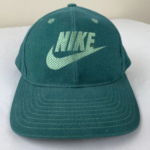 Vintage Nike Hat Swoosh Logo Adjustable Snapback Cap Green 80s 90s - £39.30 GBP