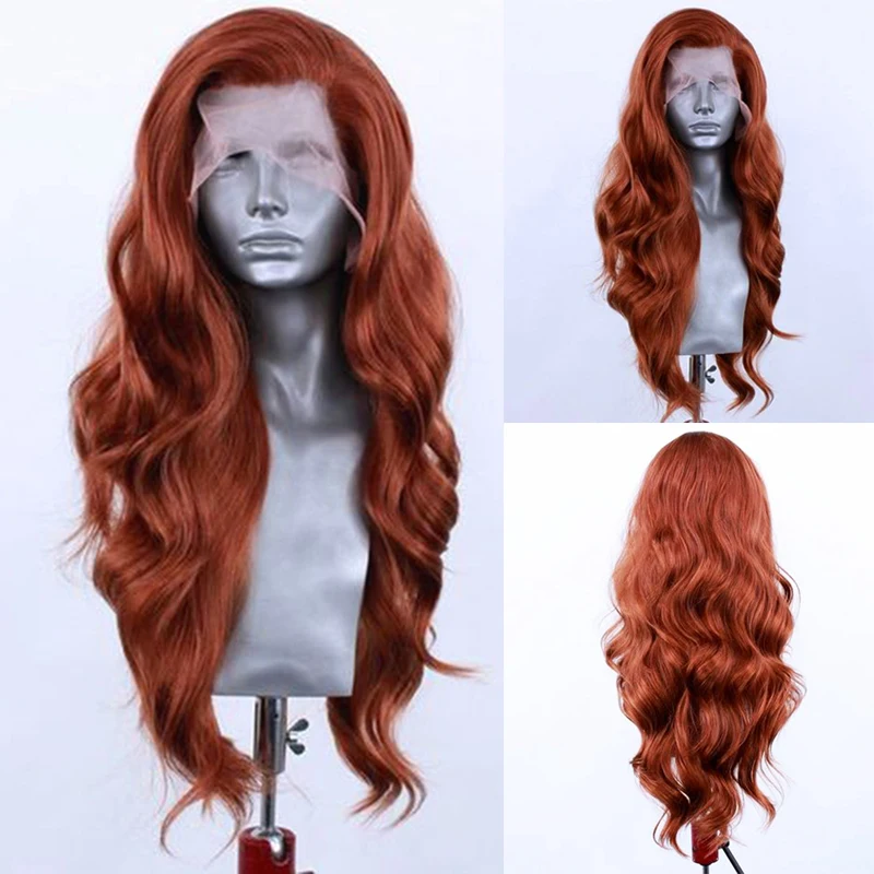 AIMEYA Ginger Orange Body Wave Wigs Free Part Lace Front Wigs for Women ... - $68.02+
