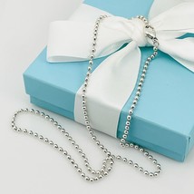 20&quot; Tiffany Bead Necklace Dog Chain Mens Unisex in Sterling Silver - £130.35 GBP