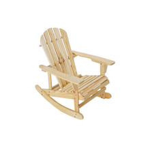 Adirondack Rocking Chair Solid Wood Chairs Finish Outdoo - Natural - $121.45