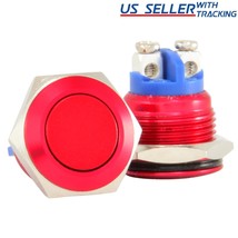 16mm Flush Mounted Momentary Red Aluminium Round Push Button Switch - £10.17 GBP