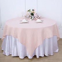 Blush 72X72&quot;&quot; Square Table Overlay Premium Faux Burlap Polyester Party Wedding G - £21.18 GBP