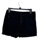 Rewind Women&#39;s Shorts Frayed Hems Button Fly Wedge Vintage Denim Black Size 9 - £15.81 GBP