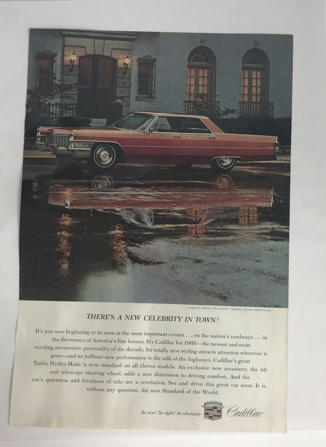 Primary image for There’s A New Celebrity In Town Cadillac Turbo Hydra Matic Print Ad 1965