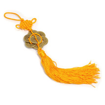 Feng Shui 8 Coin Tassel Gold Hanging Cure Good Fortune Health Spiritual Yang Chi - £5.55 GBP