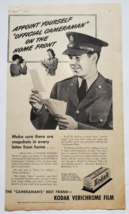 1942 Kodak Verichrome Film Vintage WWII Print Ad The Cameraman&#39;s Best Friend - £7.77 GBP