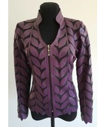 Purple Woman Leather Jacket Women Coat Zipper Short Light V Collar All S... - £176.44 GBP