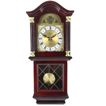 Bedford Clock Collection 26 Inch Chiming Pendulum Wall Clock in Antique Mahogan - £143.72 GBP