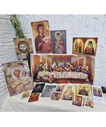 Rare Religious Lot - 18 Icon Prints &amp; Blessings, Last Supper, Jerusalem,... - $93.27 CAD