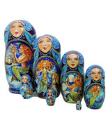 7pcs One of a Kind Hand Painted Russian Nesting Doll &quot;Mermaids&quot; by Ilyukova - £678.82 GBP