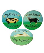 HOT PLATES PADS 10X10&quot; PIG~COW~RABBIT IN THE GRADEN~TRIVETS-WRITTEN IN F... - $27.41 CAD