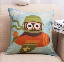 Owl Pilot Cushion Cover (Pillow Cover) - £4.94 GBP