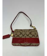 Coach F0849-41637 Signature Brown Jacquard Red Patent Leather Wristlet - £18.30 GBP