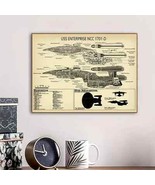 Star Trek Starfleet USS Enterprise NCC-1701-D Blueprint Canvas Poster 16... - $18.57