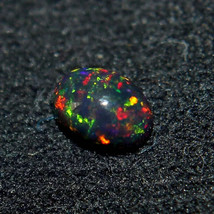 7x5 mm Natural Ethiopian Multi Fire Black Opal Oval Cabochon Loose Gemstone - £104.31 GBP