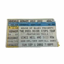 Vince Neil / Skid Row / Tesla / jackyl Concert Ticket Stub 9/1/2002 Orland HOB - £9.59 GBP