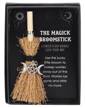Mini Besom with Triple Moon and Pentacle Charm! - $9.85