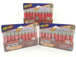 3 Nerf Accustrike Mega Dart Series Refill 10 Count Red Foam Darts Hasbro Toy NEW - £23.72 GBP