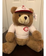MLB Cincinnati Reds Stuffed Bear NWT Vintage Striped Uniform Cap - £9.55 GBP