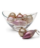 Holiday Lane Shimmer and Light 14 Gold and Pink Glass Ball and Onion Orn... - £27.72 GBP