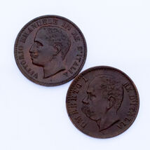 Lot of 2 Italian Coins 1900-R and 1904-R 1 Centesimo AU - UNC Condition - $94.70