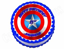 Captain America Shield edible party cake topper decoration image frosting sheet - £7.96 GBP