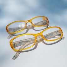 Plaid yellow blue eyeglasses reader lens +1.75 rectangular   - $24.82