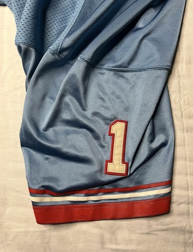Vintage Houston Oilers Warren Moon Football Jersey Faded Tag Blue #1 NFL Footbal Item image 14