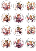 12 Precut Baby Hummingbirds Birthday Edible Wafer Precut 2&quot; Cupcake, Coo... - $14.47