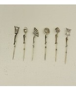 Vintage Six Japanese Sterling Silver  Figural Hors d&#39;oeuvre Picks Napkin... - £97.99 GBP