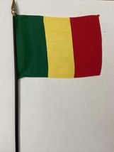 New Mali Mini Desk Flag - Black Wood Stick Gold Top 4” X 6” - $5.00