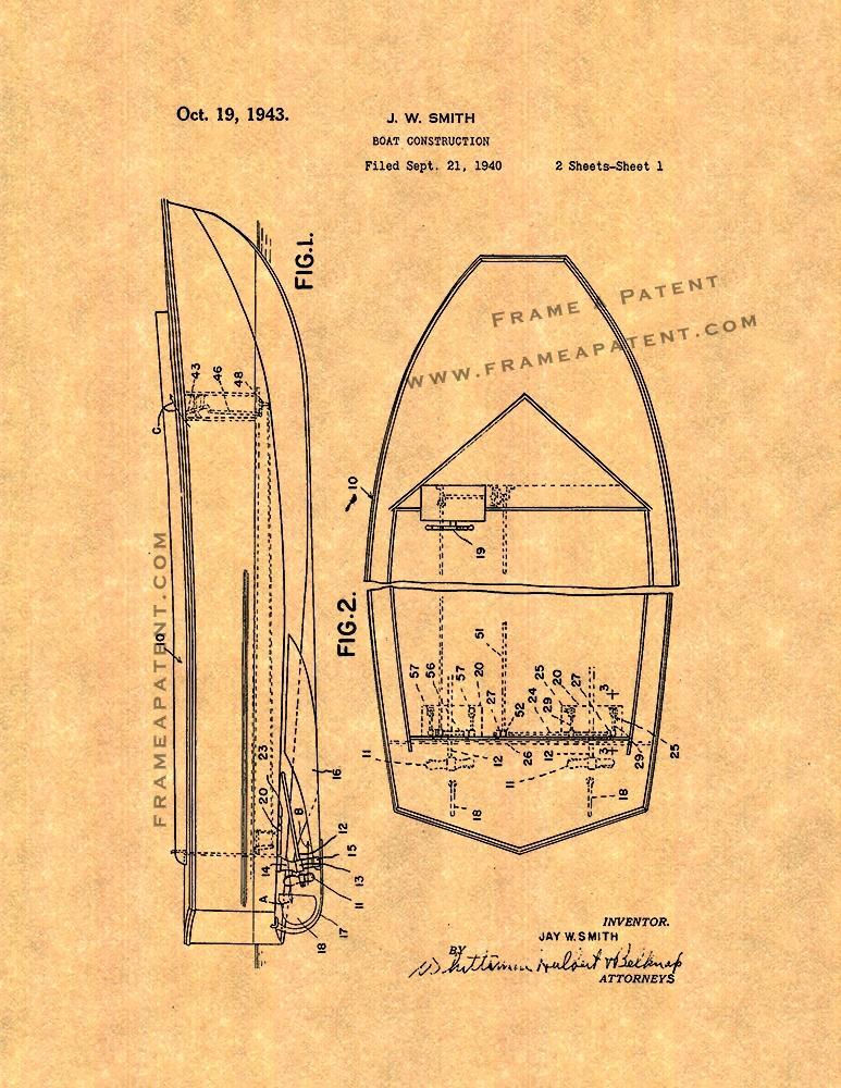 Boat Construction Patent Print